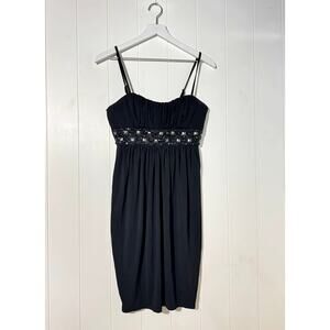 Roulette Cocktail Black Dress Embellished Beaded Waist Size 8